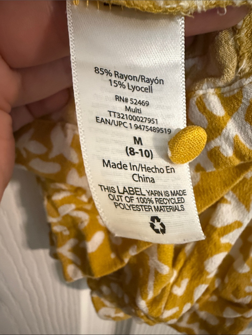 Time and Tru Yellow and White Floral Peplum Tunic - Picture 6 of 6